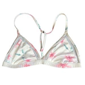 Pink VS Triangle Racerback Unlined Floral Bikini Top
